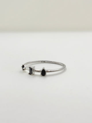 Triple Black Stone Ring B19
