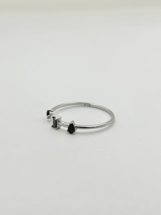 Triple Black Stone Ring B19