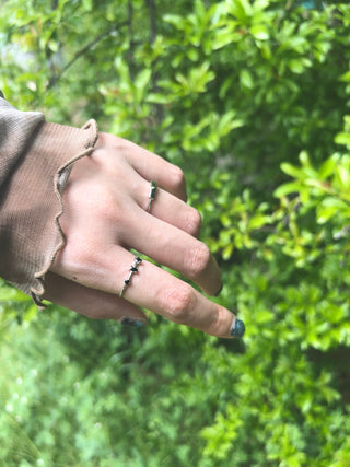 Triple Black Stone Ring B19